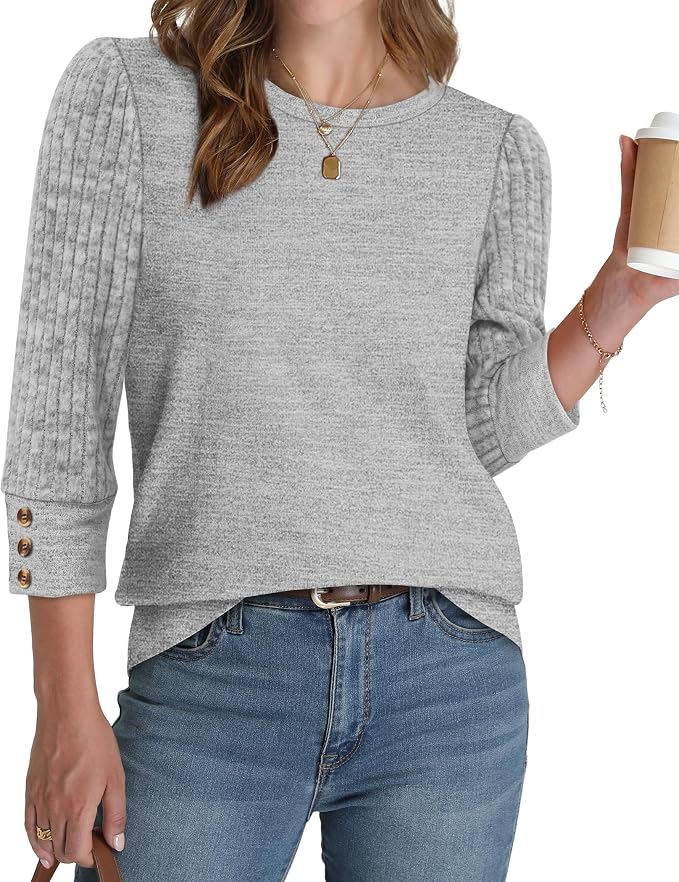 WIHOLL 3/4 Length Sleeve Womens Tops Sweaters Shirts Lightweight Spring Outfits 2026 Winter Clothing S-2XL