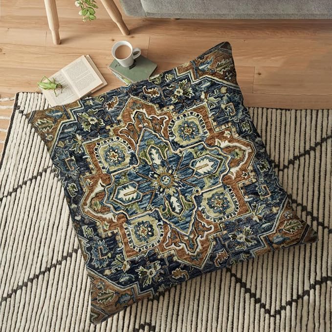 Boho Throw Pillow Covers 22x22 inch Set of 2,Boho Vintage Carpet Pattern Antique Ethnic Decor Double Sided Pattern Cushion Cover Soft Pillow Case Living Sofa Room Bed Square Pillow Cover