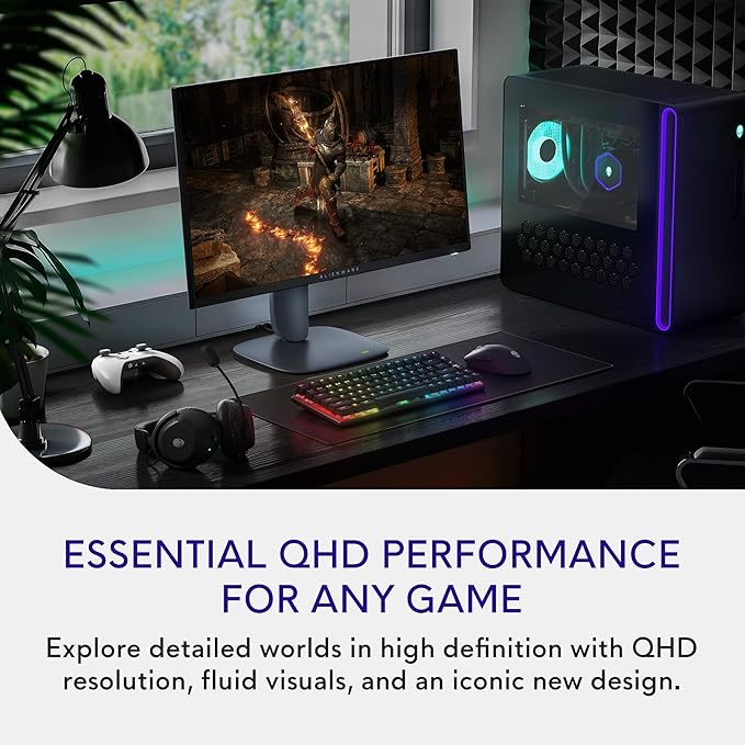 Alienware 27 Gaming Monitor AW2725DM, WQHD Fast IPS, 180Hz, G-SYNC, VESA | FreeSync, 95% DCI-P3, 1.07 Billion Colors, 400 cd/m2 Brightness, 3H Anti-Glare, HDMI 2.1, DisplayPort 1.4, USB, Adjustment