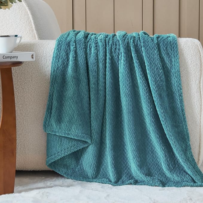 NEWCOSPLAY Fleece Leaves Pattern Twin Blanket, Dark Blue, 60"x80" | Super Soft Throw Blanket, Lightweight Cozy Bed Sofa Blanket, Premium Silky Flannel Fleece, Travel Blanket for All Season Use