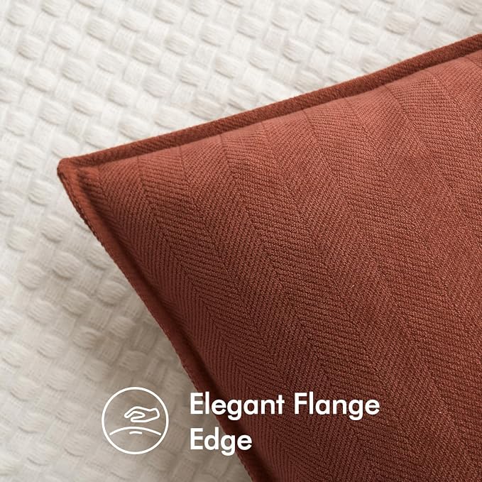 MIULEE Pack of 2 Fall Rust Decorative Chenille Pillow Covers 20x20 Inch | Soft Couch Throw Pillows,Farmhouse Cushion Covers with Elegant Design for Sofa,Bedroom,Living Room,Spring Home Decor