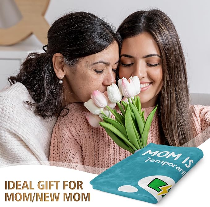 Craftique Mom Birthday Gifts, Funny Gifts for Mom- Mom's Charging Blanket | Mom Gifts for Women from Daughter Son Husband, Super Soft Blanket Throw for Napping Travel, 60”×50”