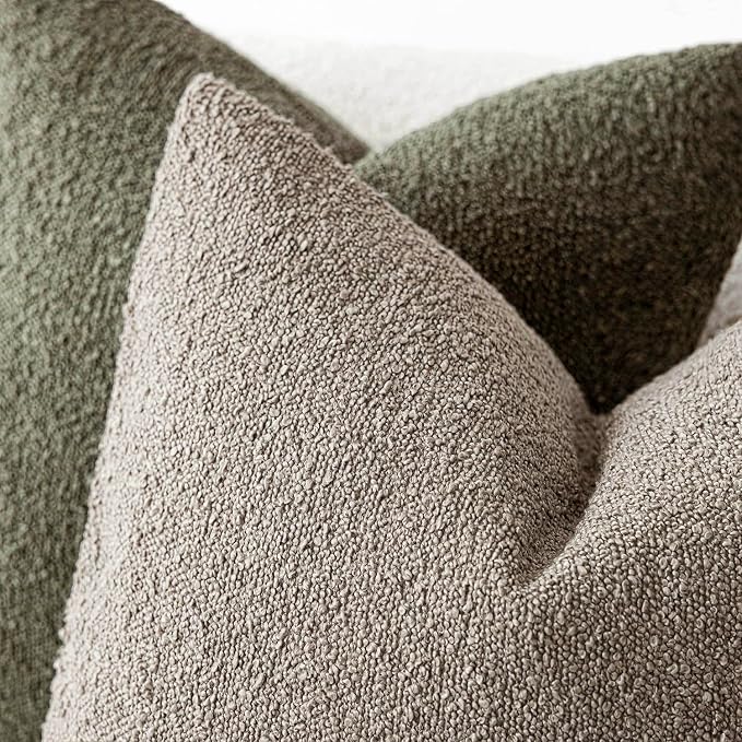 Foindtower Pack of 2 Textured Boucle Throw Pillow Covers Accent Solid Decorative Lumbar Pillow Cases Cozy Couch Cushion Case for Chair Sofa Bedroom Living Room Home Decor 12x20 Inch Light Taupe