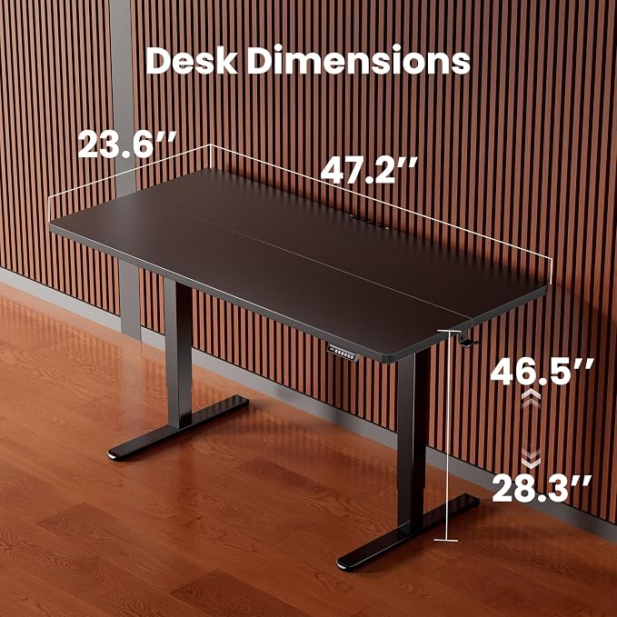ErGear 48 X 24 Inch Height Adjustable Electric Standing Desk, Black | Smooth Height Adjustment, 4 Memory Presets, One-Touch Control, Stable Steel Frame, 176 lbs Capacity, Easy Assembly