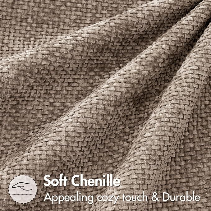 MIULEE Decorative Couch Throw Pillow Covers 22x22 Inch Light Khaki 2 Pack | Modern Boho Accent, Soft Chenille Pillow Covers, Farmhouse Cushion Cases for Home Decor Bed Sofa Living Room