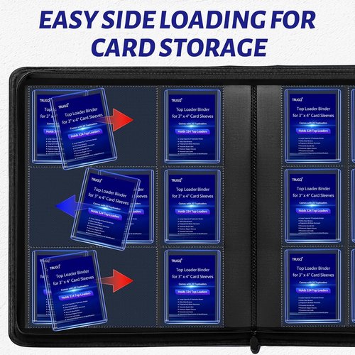 **Card Sleeves & Toploader Binder Combo by [Brand Name] - Waterproof PU Leather | Holds 324 Toploaders + 120 Protectors**