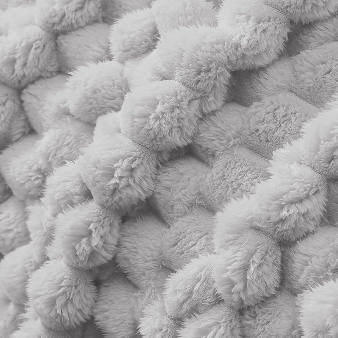 Whale Flotilla Soft Fleece Queen Size Bed Blanket 3D Jacquard, Light Grey | Lightweight Breathable Coverlet Bedspread for All Seasons, Super Cozy Plush Fluffy Fuzzy Decorative Blanket for Bed, 90"x90"