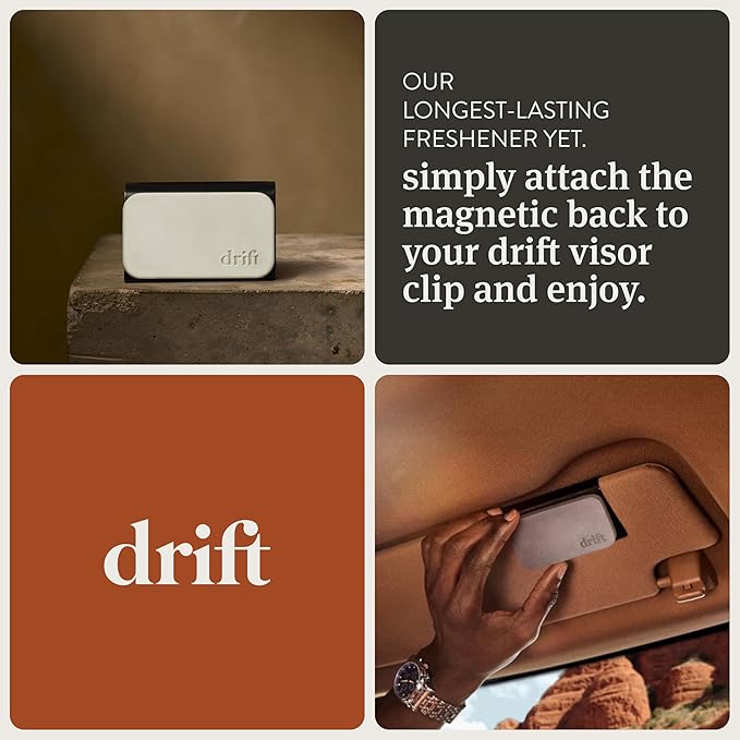 Drift Car Air Freshener - Stone Air Freshener Car Odor Eliminator - Long Lasting Scent - Auto Accessories - Metal Clip - Essential Oils - Clean Ingredients - Island Nectar Scent Starter Kit