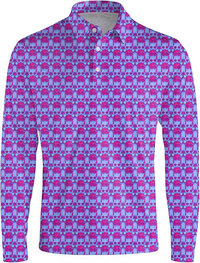 Men's Long Sleeve Golf Shirt Quick Dry 3 Button Work Fishing Outdoor Casual Collar Shirt