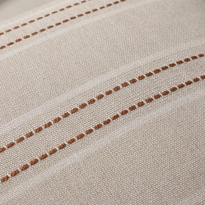 Hckot Fall Throw Pillow Covers 16x16 Set of 2 Striped Pillow Covers Textured Linen Decorative Pillows Square Cushion Covers for Sofa Couch Bed Living Room Farmhouse Decor(Caramel)