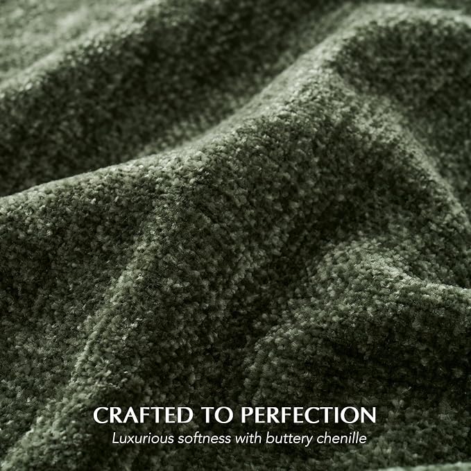 Chenille Knit Throw Blanket for Couch, 50"x60", Olive Green | Cozy Plush Fuzzy Knittd Throw with Tassels, Lightweight, Decorative, Farmhouse Decor, Ideal for Bed Sofa Gift, All Seasons