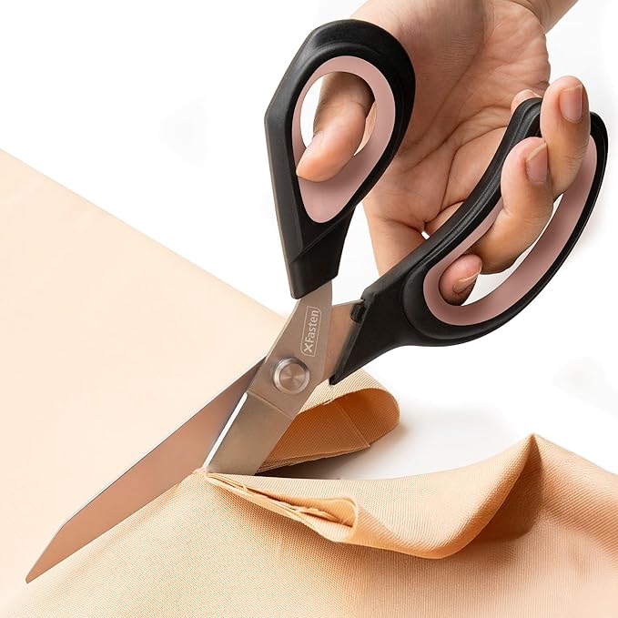 XFasten Sewing Scissors for Fabric Cutting Pink 9.5 Inch Professional Fabric Scissors Sewing | Heavy duty and Large