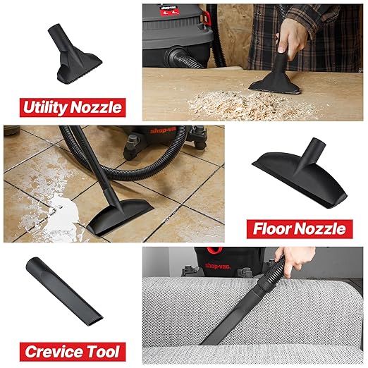 Shop-Vac 5430096 Wet/Dry Vacuum, 4 Gallon, 4 Peak HP, 1.25 Inch Diameter x 7 Foot Hose, 15 Foot Cord, Ideal for Jobsite, Garage, Workshop & Home