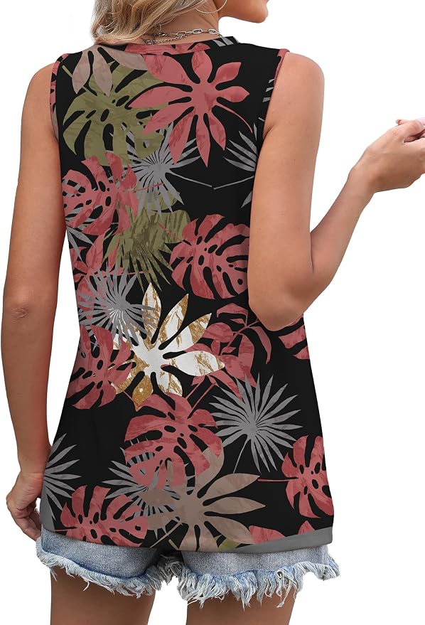 WIHOLL Women's Sleeveless Summer Crewneck Loose Fit Tank Tops