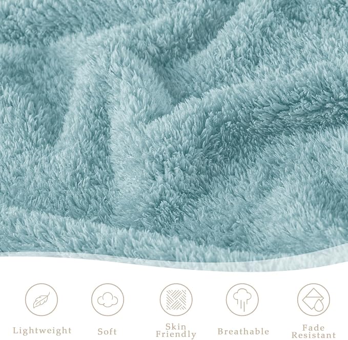 Exclusivo Mezcla Fleece Throw Blanket for Couch and Sofa, 50" x 60" | Super Soft and Cozy Fluffy Blanket for Women, Lightweight and Fuzzy Throw for Home Decor, All Season, Slate Blue