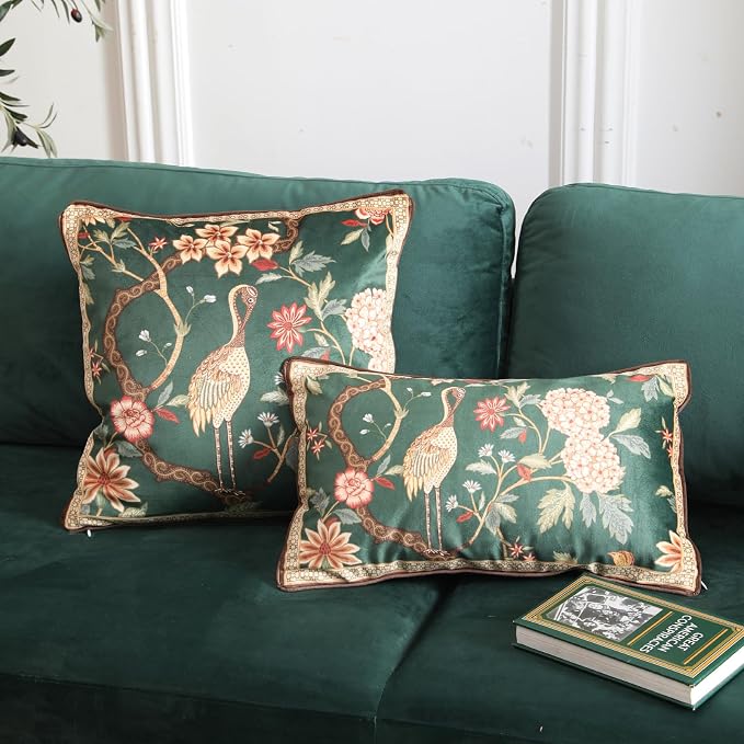 Designer French Velvet Throw Pillow Cover,Set of 2,22"x22"-Mitchell | Pillow Cover,Concealed Zipper Design,Dragonfly Pattern,Sofas,Bedroom,Living Room,Lounge Chairs,All Season Home Decor