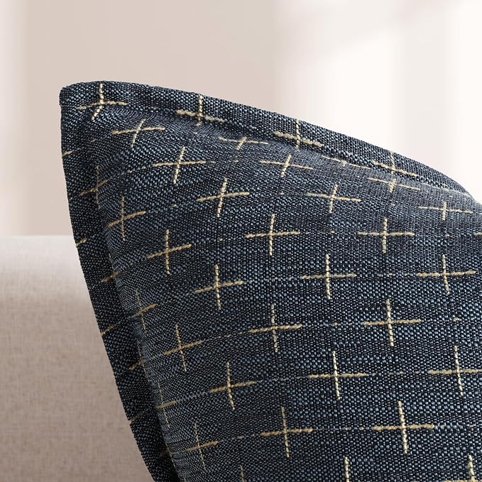 Pillow Covers 22x22 Set of 2 Soft Polyester Textured Pillow Covers with Stylish Flange Edge Cozy Farmhouse Throw Pillows for Couch Bed Sofa Living Room