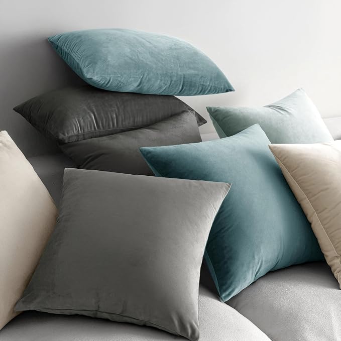 MIULEE Velvet Throw Pillow Covers 14x14 Inch Pack of 2 Cream White | Soft Solid Small Decorative Pillow Covers, Modern Luxury Home Decor, for Couch Chair Sofa Bedroom Livingroom Car