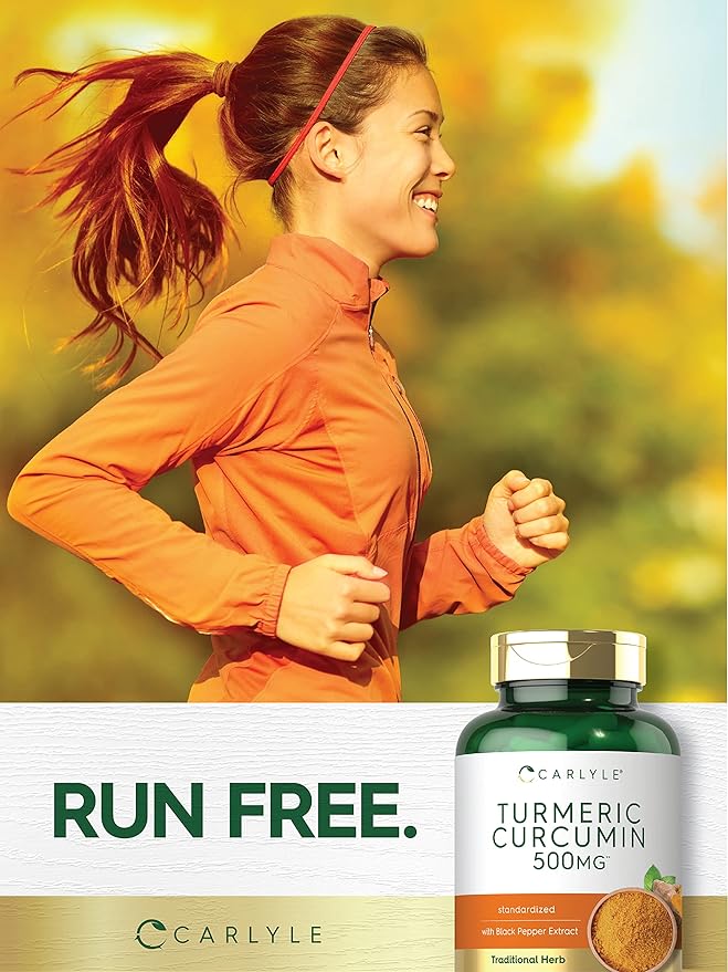 Carlyle Turmeric Curcumin Supplement 500 mg | 180 Capsules | with Black Pepper Extract | Non-GMO & Gluten Free
