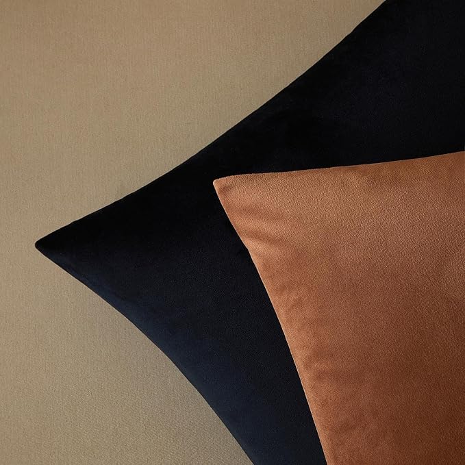 26x26 Decorative Velvet Euro Throw Pillow Covers Case Set of 2,Mocha Mousse | JUSPURBET Cozy Soft Couch Covers with Invisible Zipper for Modern Couch Sofa Bed Living Room Bedroom Home Decor