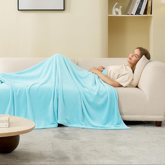 Hansleep King Robin Egg Blue Fleece Blanket, Soft Flannel Bed Blanket | Fuzzy Cozy Blanket 90x108 Inches, Multi-use for Bed, Sofa, Couch, Travel, Camping, All Season Warm Lightweight Cover