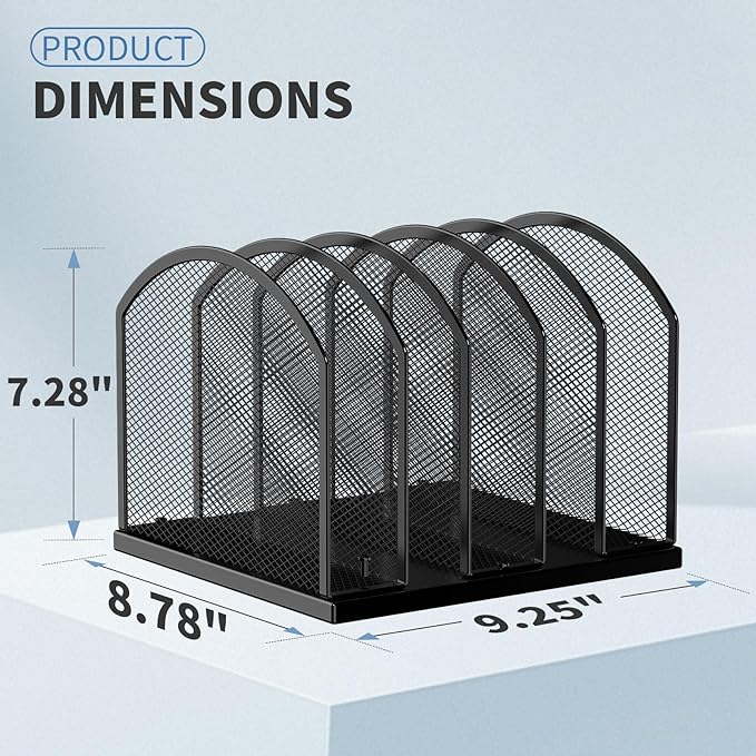 Gawerk 5-Section Vertical Desktop Organizer, 5-Section Mesh File Folder Stand Sorter for Office Home Classroom Organization