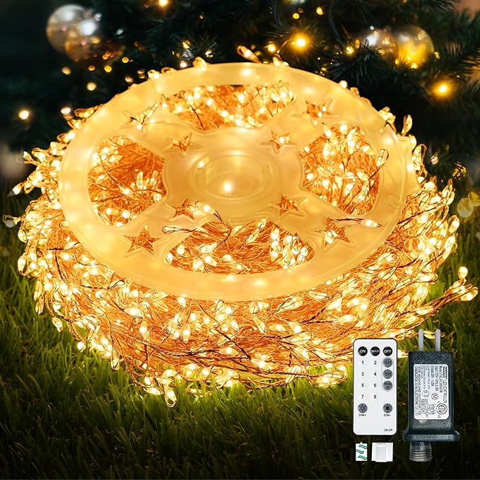 Dailyart Fairy Lights Plug in, 1000 Led Fairy Lights with Remote 75Ft Super Long Warm with Timer Small Twinkle Light Waterproof String Light for Bedroom Outdoor Indoor,Gold Wire