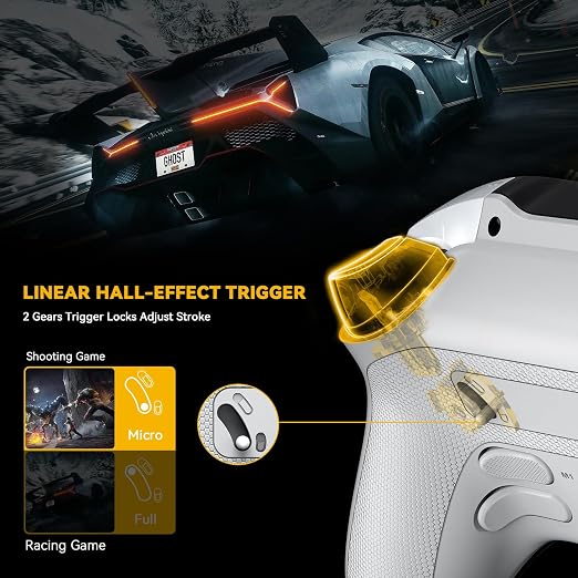 ManbaOne Interactive Screen Wireless Gaming Controller for PC/Switch/Switch 2/iOS/Android,Hall Effect Stick & Trigger,RGB Lighting,Remappable Buttons,1800mAh with Charging Dock (White) | for PC/Switch1/2/iOS/Android,Hall Effect Stick & Trigger,RGB Ligh...