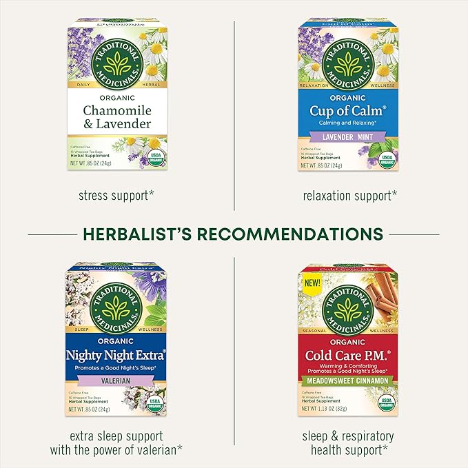 Traditional Medicinals Organic Nighty Night Tea, 16 Tea Bags (Pack of 1)