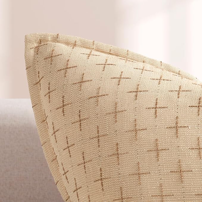 Pillow Covers 18x18 Set of 2 Soft Polyester Textured Pillow Covers with Stylish Flange Edge Cozy Farmhouse Throw Pillows for Couch Bed Sofa Living Room