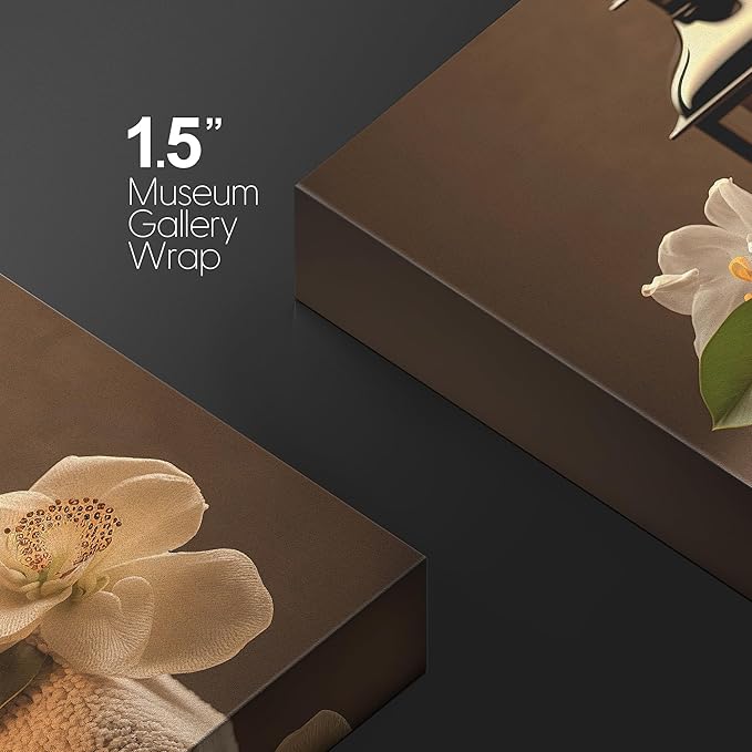 wall26 Canvas Print Wall Art Spa Candle White Amaryllis Flower Nature Wilderness Photography Realism Modern Art Decorative Multicolor Rustic Minimal Relax/Calm/Cozy Colorful for Bedroom - 24"x36"