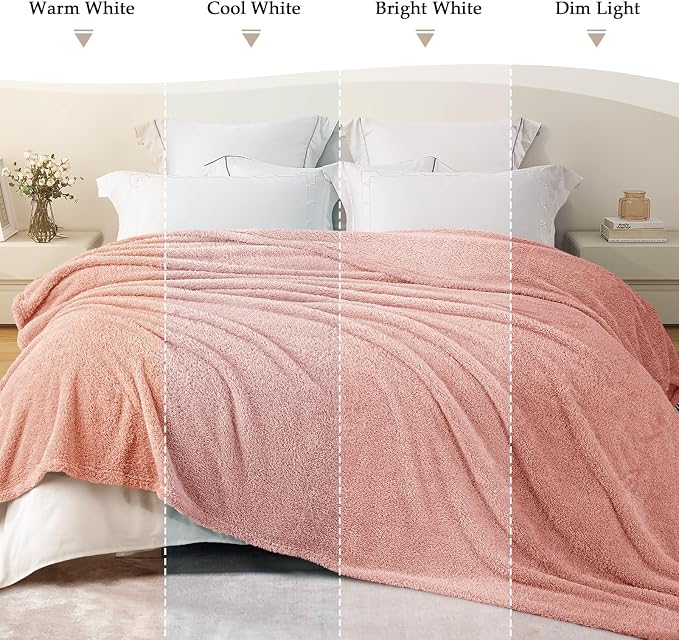 Exclusivo Mezcla Fleece Twin Size Blanket for Couch and Bed, 60" x 80" | Super Soft and Cozy Fluffy Blanket for Women, Lightweight and Fuzzy Blanket for Teens Back to School, All Season, Pink