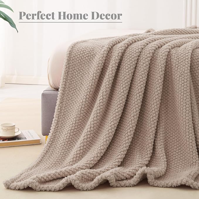 Whale Flotilla Soft Fleece King Size Bed Blanket, Camel | 90x104 Inch, Suitable for Bed, Fluffy Fuzzy Jacquard Blankets for All Season, Lightweight and Cozy