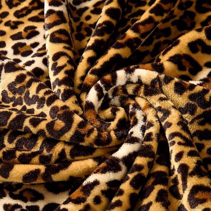 Bnuitland Leopard Print Fleece Flannel Throw Blanket, Super Soft 300 GSM Double Sided for Bed Sofa Travel, Fuzzy Fluffy Cheetah Print Blanket for Adults and Kids, 50x70inch
