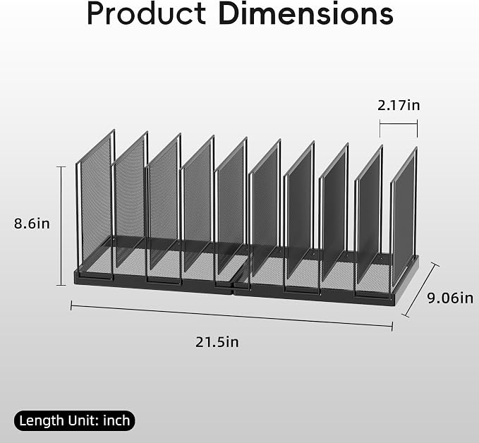 9-Section Desk File Organizer, Vertical File Holder, Mesh Desktop File Folder Metal File Organizer Stand for Office Home Classroom, Black, 2 Pack