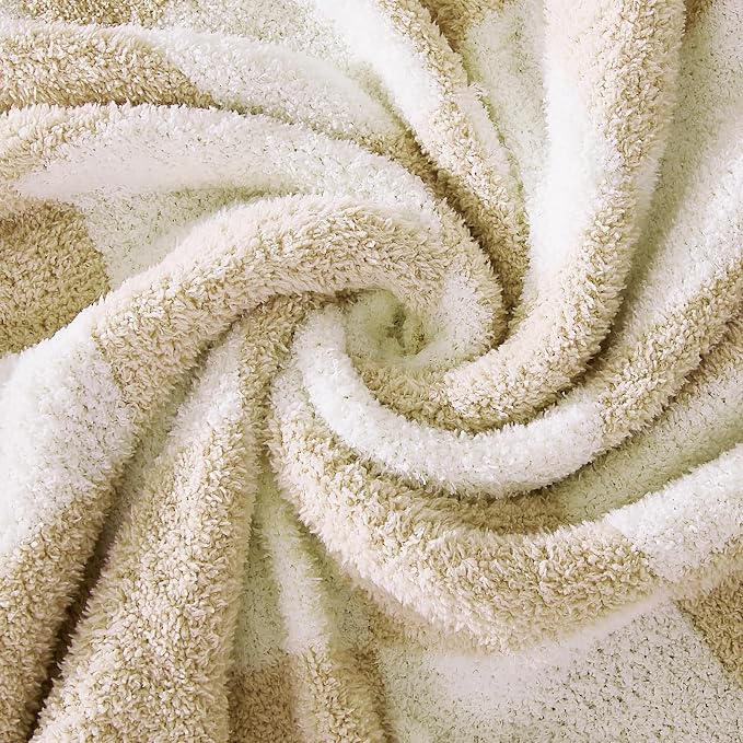 Soft Checkered Throw Blanket for Couch-Cozy Warm Knitted Blankets | Lightweight Warm Fluffy Decor for Women, Mom, Her & Girls, Sofa, Chair, Bed, 50x60in,Beige