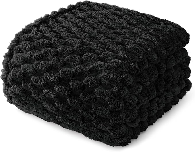 Whale Flotilla Soft Fleece Queen Size Bed Blanket Luxury 3D Jacquard, Black | Lightweight Breathable Coverlet Bedspread for All Seasons, Super Cozy Plush Fluffy Fuzzy Decorative Blanket for Bed, 90"x90"