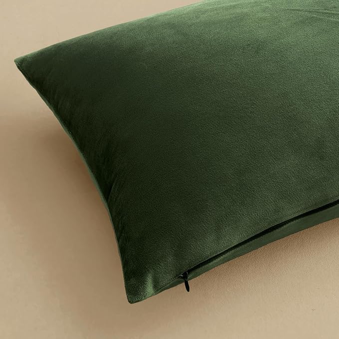 MIULEE Velvet Throw Pillow Covers 20x20 Inch Pack of 2 Moss Green | Soft Solid Decorative Pillow Covers, Modern Luxury Home Decor, for Couch Chair Sofa Bedroom Livingroom