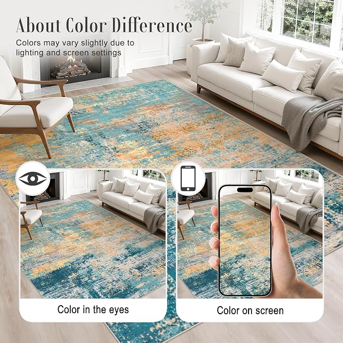 Washable Area Rug 3x5 Entryway Rug: Washable Modern Abstract Soft Thin Rug Indoor Floor No Slip Carpet for Bedroom Dining Room Farmhouse Nursery Home Office - Rosy Haze