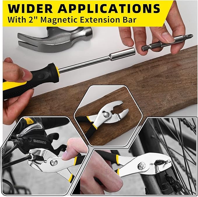 39 Piece Tool Set General Household Tool Kit - Basic Home Tool Set Small Hand Tool Kit with Plastic Toolbox Storage Case for Home Garage Office College Dormitory Use Yellow