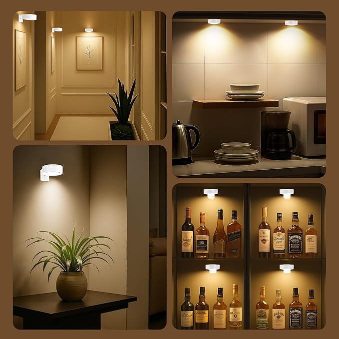 3Pcs Picture Light Battery Operated, Wireless Led Painting Light with Remote Dimmable and Timer, 3 Lighting Modes Art Display Light for Picture Frame Artworking Portrait, Wall Decorative Puck Lights