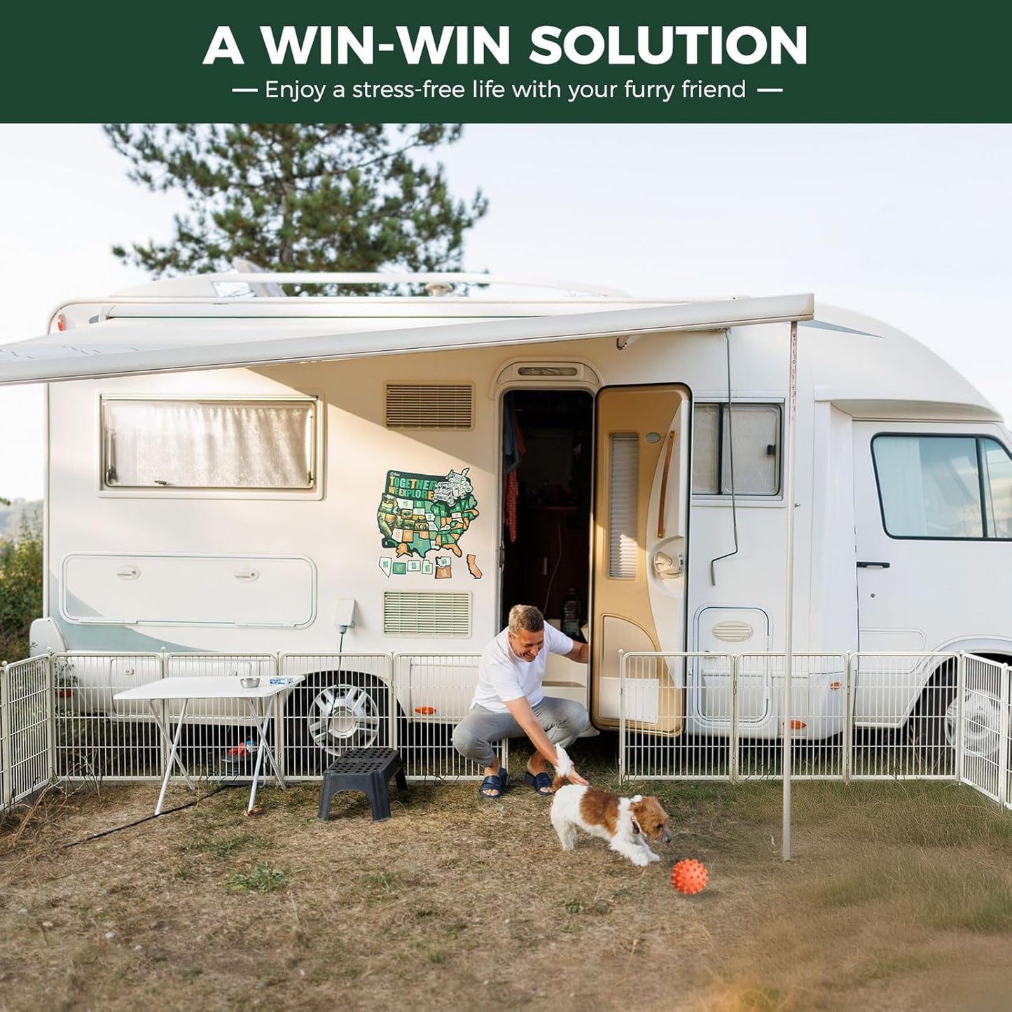 FXW Rollick Unleashed Dog Playpen for Indoor, Yard, RV Camping, 24 inch 48 Panels for Small and Puppy Dogs, White│Patented
