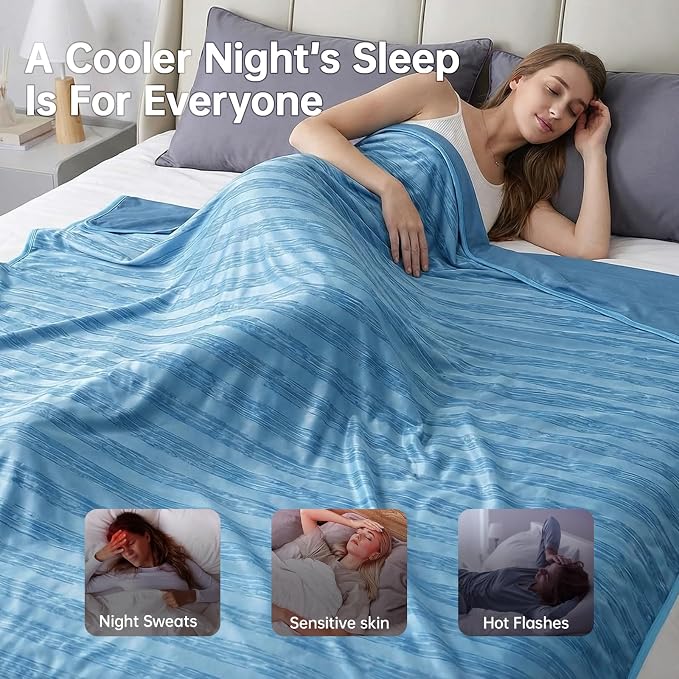Guohaoi Cooling Blanket for Hot Sleepers and Night Sweats 60"x90" Full Size | Arc-Chill Q-Max >0.5 Cool Fiber,100% Oeko-Tex Certified Lightweight Summer Blanket for Travel/Outdoor Ultra Cold Breathable