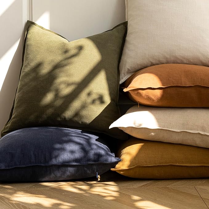 Foindtower Pack of 2, Decorative Linen Solid Throw Pillow Covers Soft Accent Lumbar Cushion Case Boho Farmhouse Pillowcase for Couch Sofa Bedroom Living Room Home Decor 12 x 20 Inch Honey Mustard