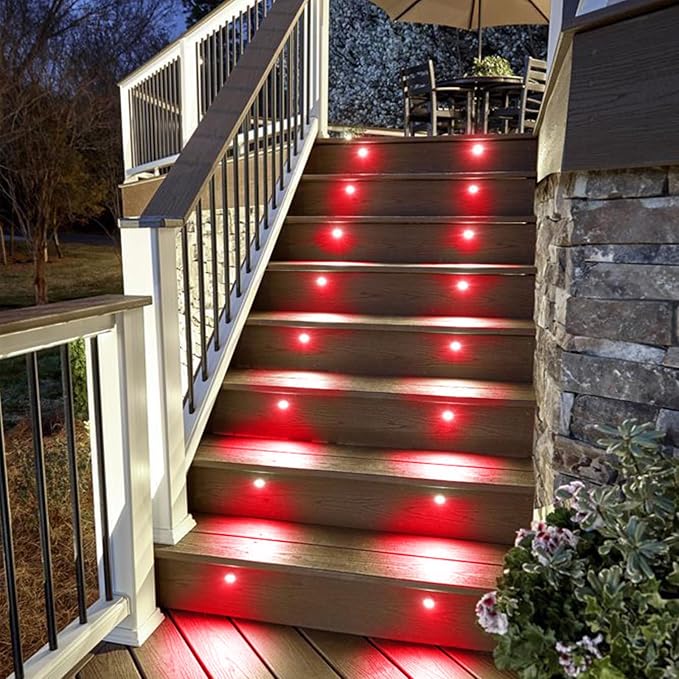 LED Deck Light Kit, 30pcs Φ1.77 WiFi Wireless Smart Phone Control Low Voltage Recessed RGBW Deck Lights with Remote, Voice Control, IP67 Waterproof Outdoor Path Stair Landscape Lighting, Black