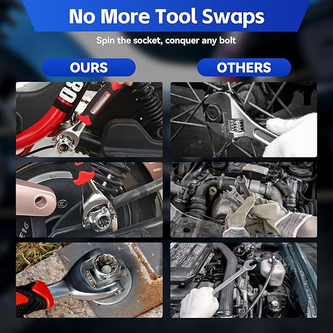 KOOPOOL Universal Wrench 52 in 1 Socket Wrench Tool with Multifunction 360 Degree Rotating Head, Tool Kit for Home and Car Repair, Tools for Men, Gifts for Men, Mens Stocking Stuffers