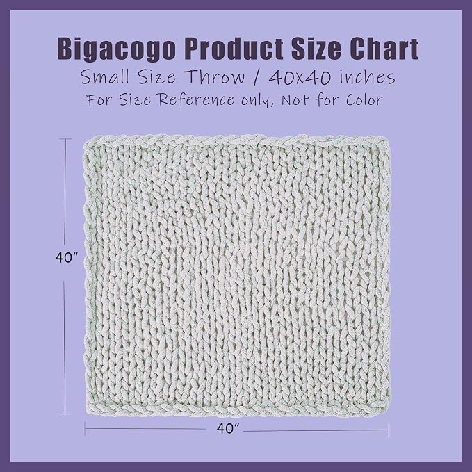 Bigacogo Chunky Knit Throw Blanket for Couch, 40x40 inches, Terracotta | Hand Knit with Jumbo Chenille, Soft Breathable Cable Knit for Sofa Bed Living Room, Machine Washable, Gift for Mom Friend