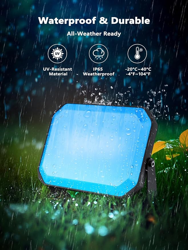 BrizLabs Orange Purple Halloween Outdoor Flood Lights 4 Pack Color Changing | App/Voice Controlled; RGBCW; WiFi Smart Landscape Lighting; LED Floodlights for Fall Autumn Xmas Garden Yard Lawn Pathway