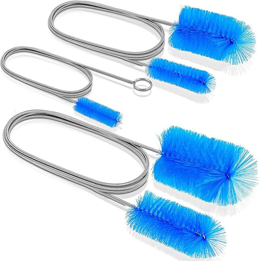 66" Flexible Drain Brush Tool with Large Brush Head and Double Elastic Nylon Ends, Stainless Steel Long Tube Cleaning Brushes for Kitchen, Sink, Drain Pipe and Long Pipe Cleaning