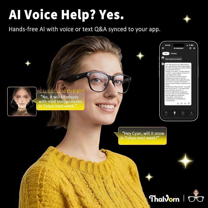 Innovative Smart Glasses,2026 Cutting-Edge AI HD Camera Glasses,AI Voice Assistant,Object Recognition,100+ Languages Real-time Translation,Support Video Photo Music Calling,Wearable Tech for Men Women